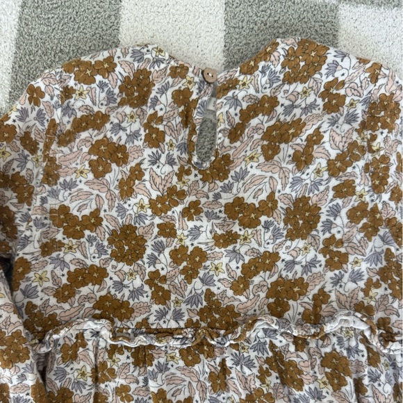 Brown and Cream Floral Long Sleeve Dress - Picture 3 of 3